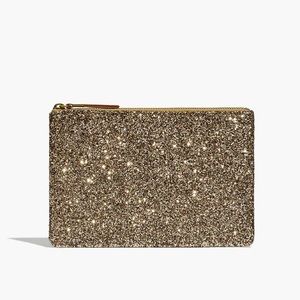 Madewell Leather Pouch Clutch in Glitter